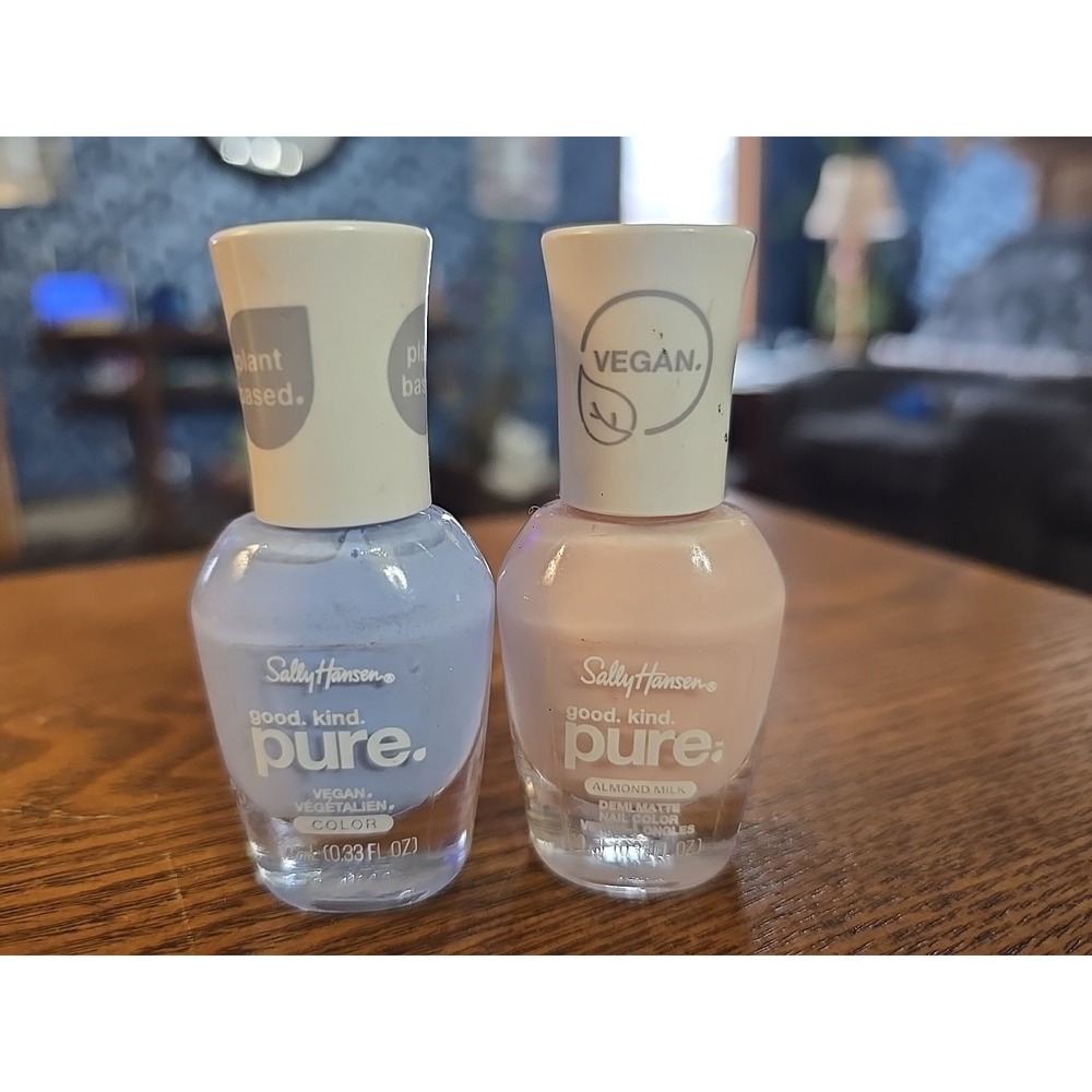 2 Sally Hansen Good Kind Pure Vegan Nail Color #360 Crystal Blue/020 Almond Milk